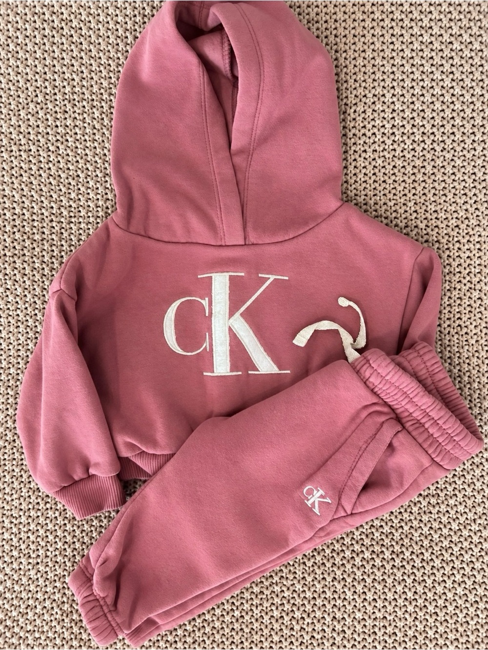 Calvin Klein Jeans Baby 2-Piece Pink Hoodie & Jogger Set 6/9M